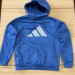 Kids Adidas Blue Hoodie with White Logo